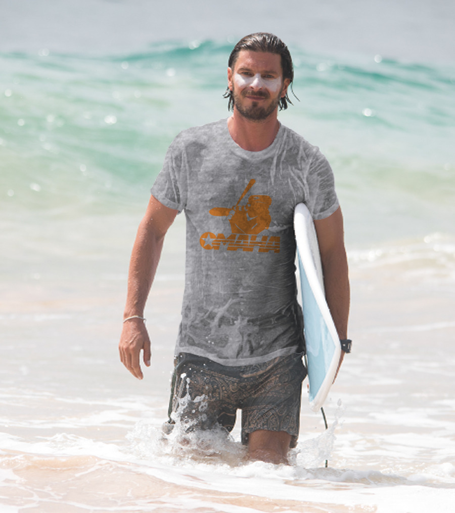 TN Omaha Baseball Silhouette With Star In Orange T-Shirt