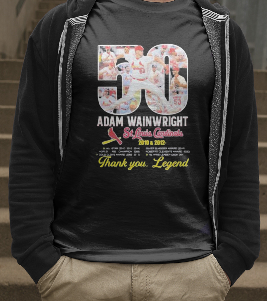 Adam Wainwright St Louis Cardinals 2010 2012 50 Thank You Legend T-Shirt