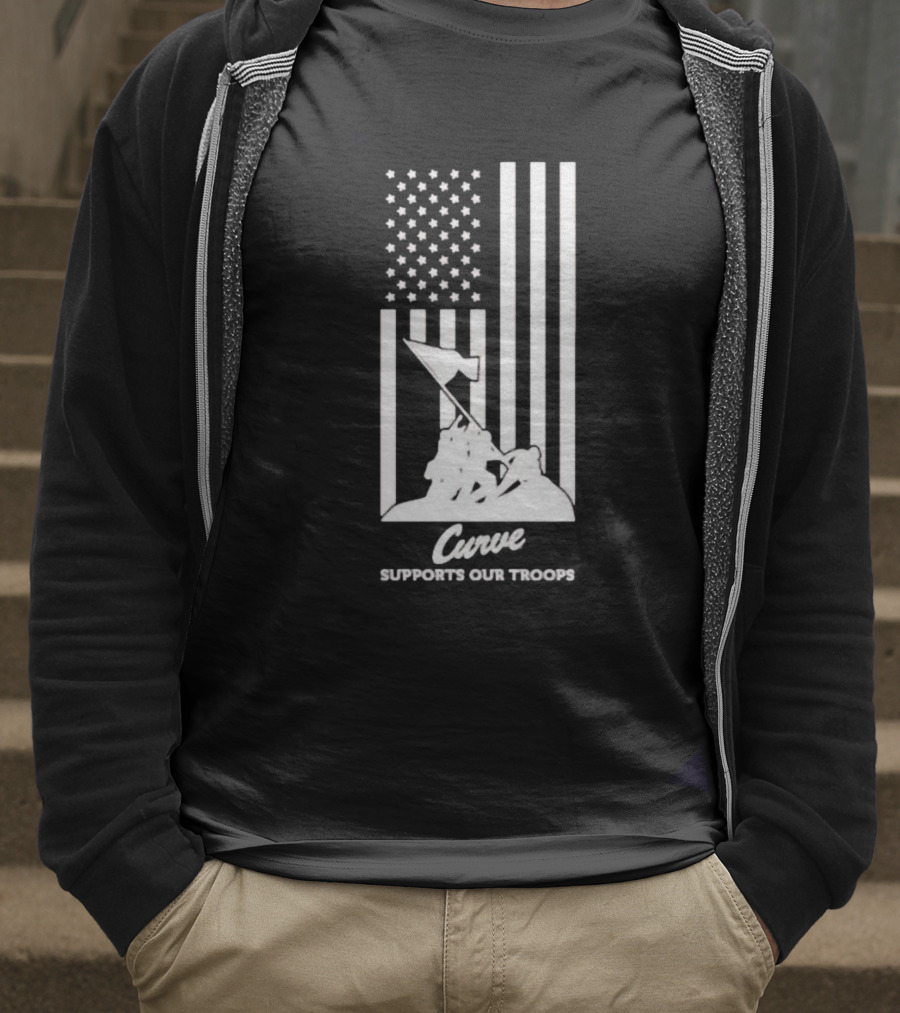 Curve Supports Our Troops Flag Raising T-Shirt
