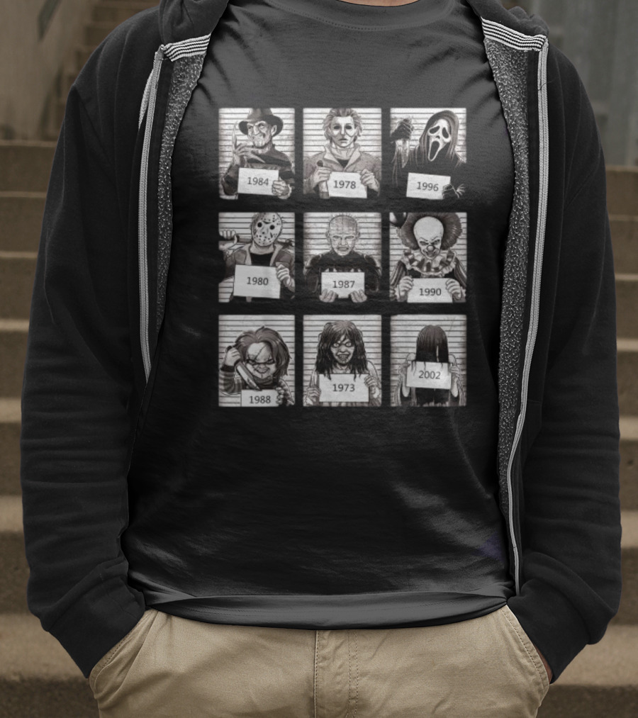 Halloween Horror Legends Killer Shots Freddy Jason Michael Pinhead Pennywise Chucky Samara Ghostface Creepy Fan T-Shirt