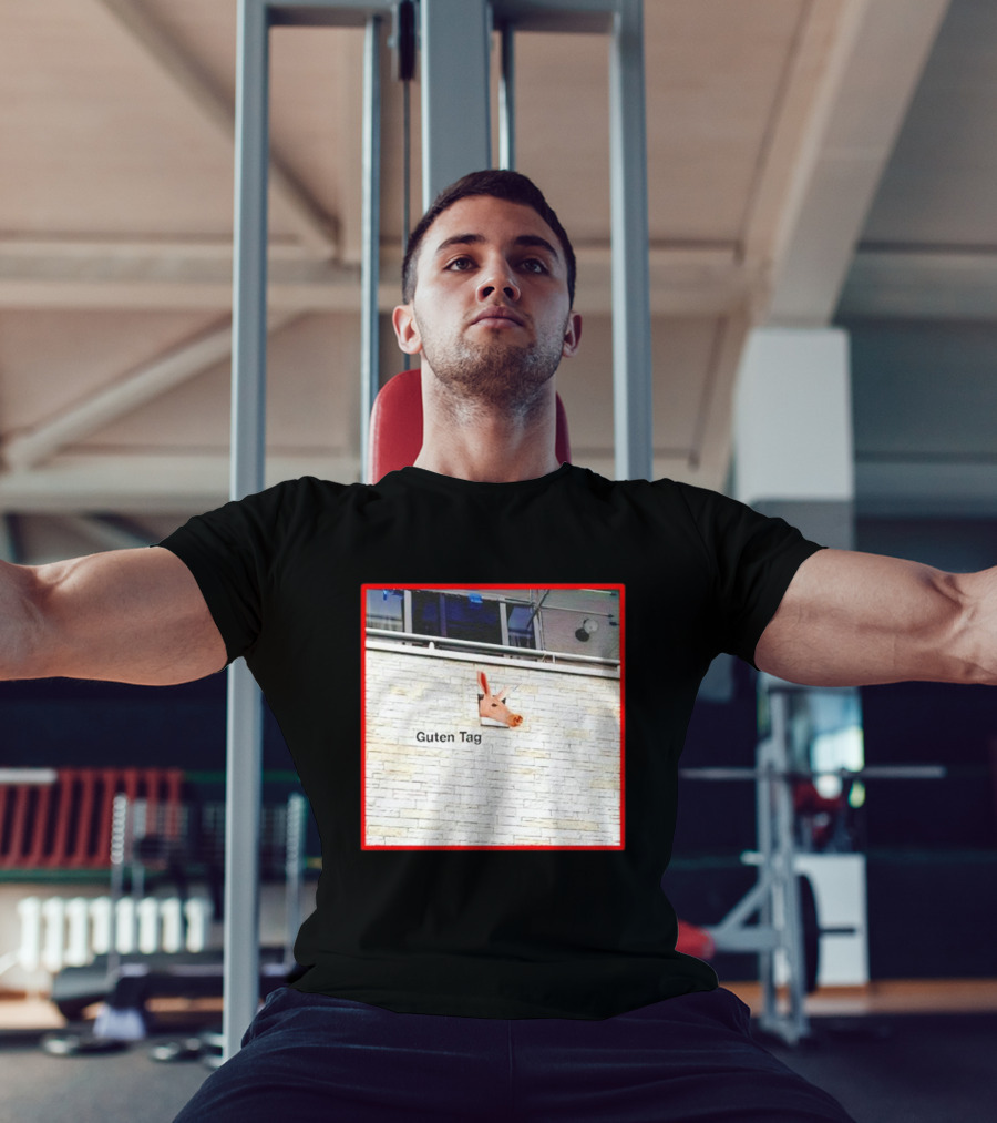 Guten Tag Pig Wall Mount With Brick Background T-Shirt