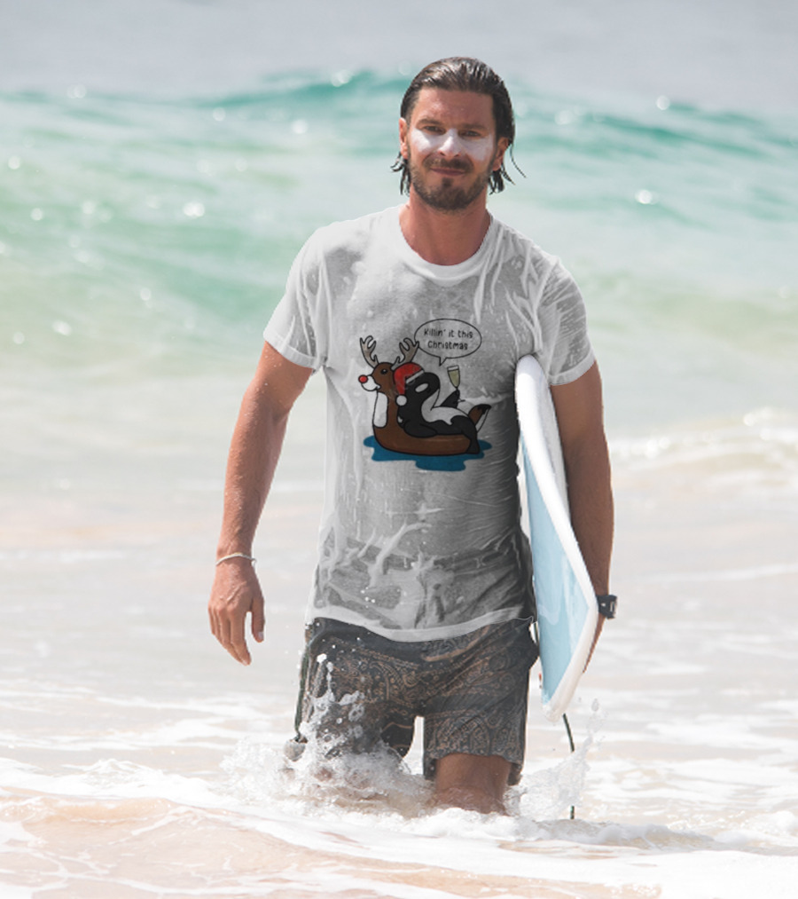 Killin' It This Christmas Dolphin Orca Reindeer T-Shirt