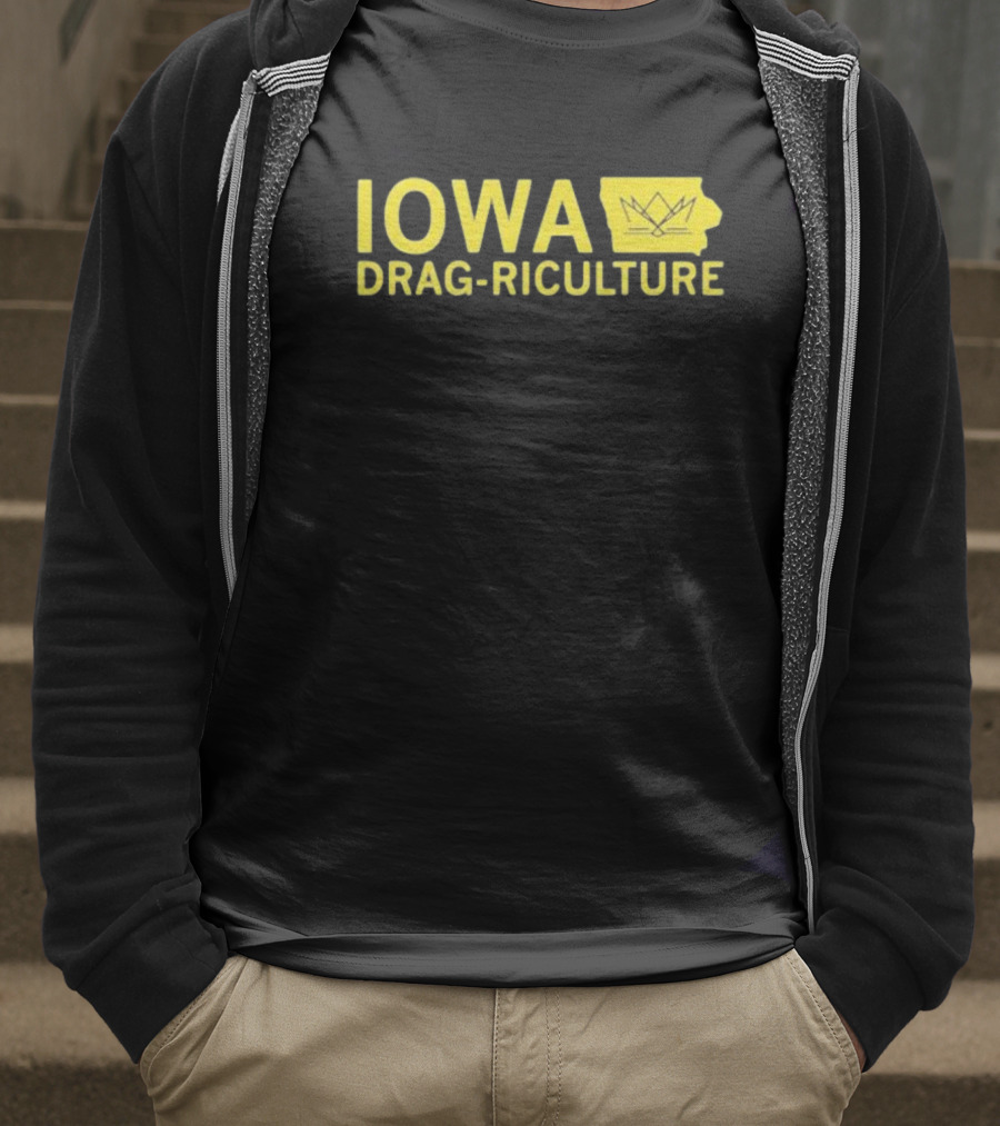 Iowa Drag Riculture Crown Outline Map T-Shirt