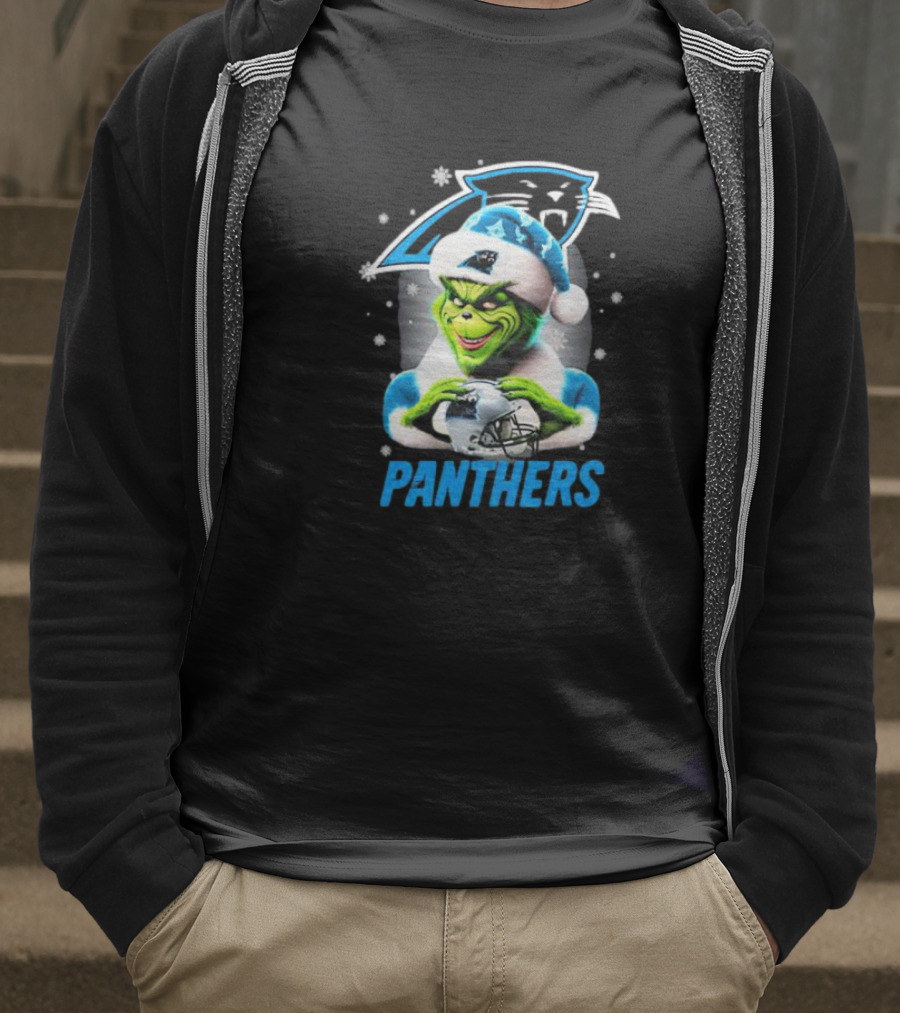 Santa Grinch Carolina Panthers Merry Christmas T-Shirt