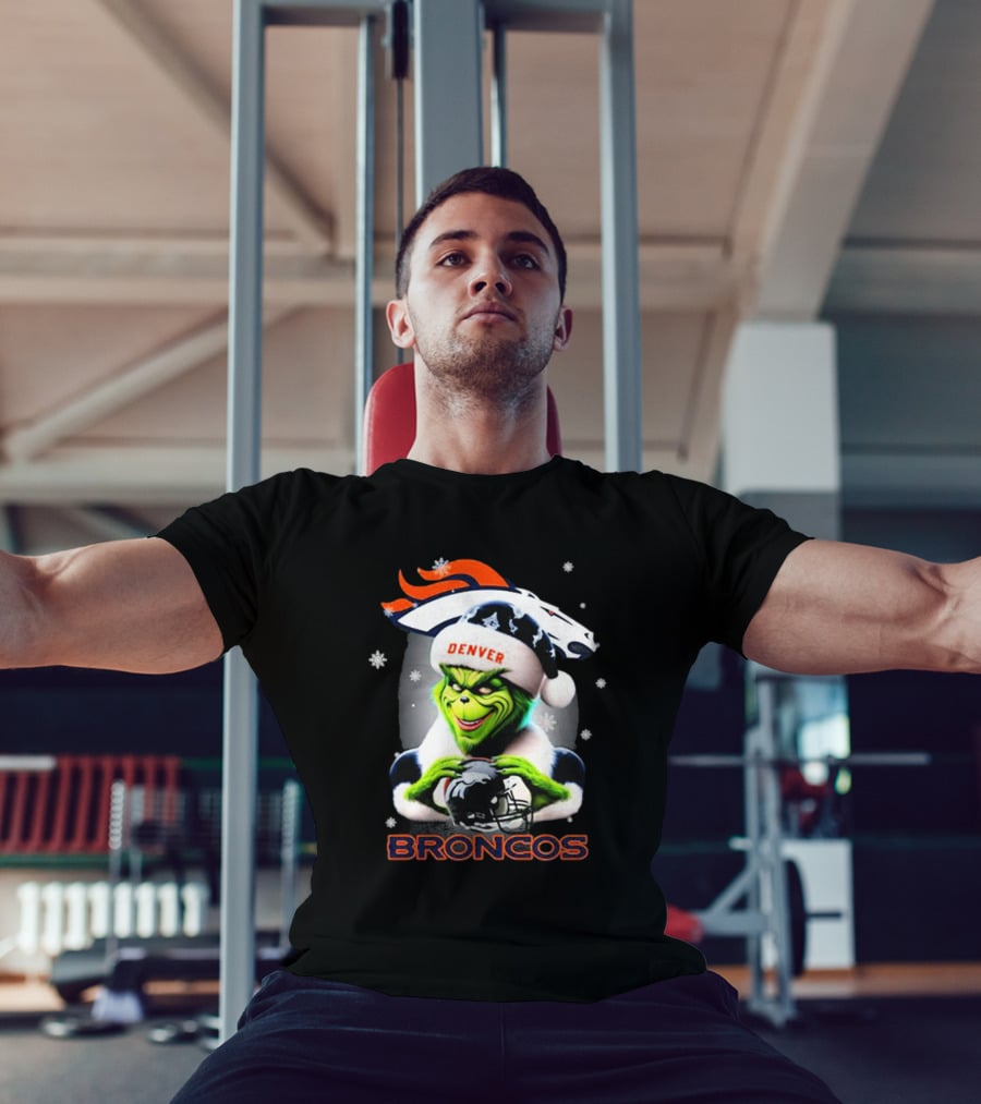Santa Grinch Merry Christmas Denver Broncos Love T-Shirt