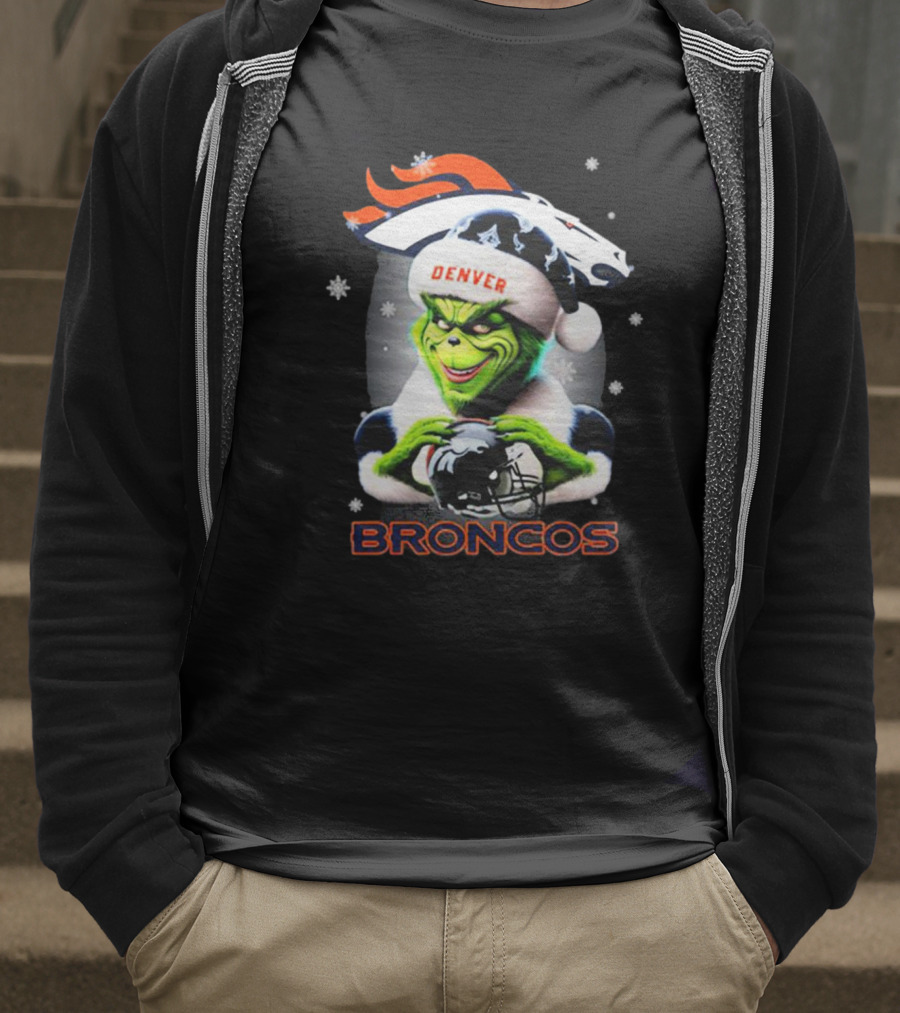 Santa Grinch Merry Christmas Denver Broncos Love T-Shirt