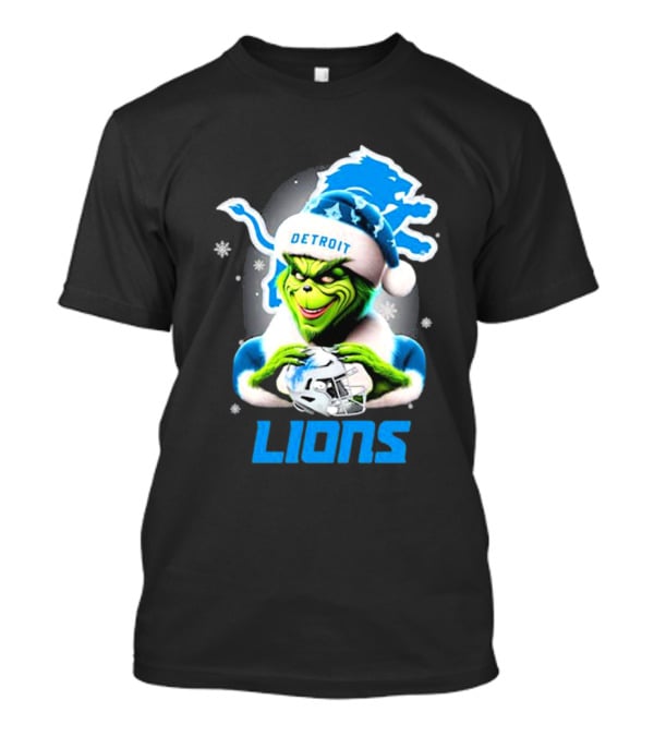 Detroit Lions Grinch Christmas Santa Snowflakes T-Shirt
