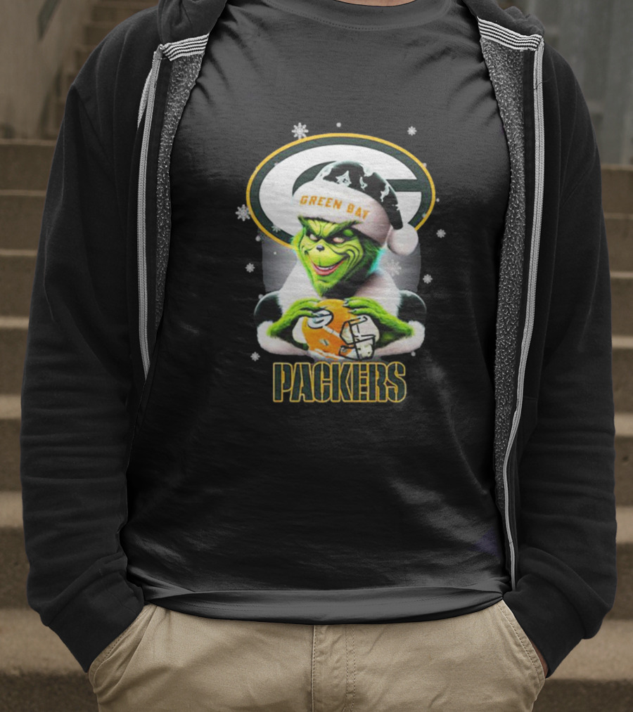 Santa Grinch Green Bay Packers Merry Christmas T-Shirt