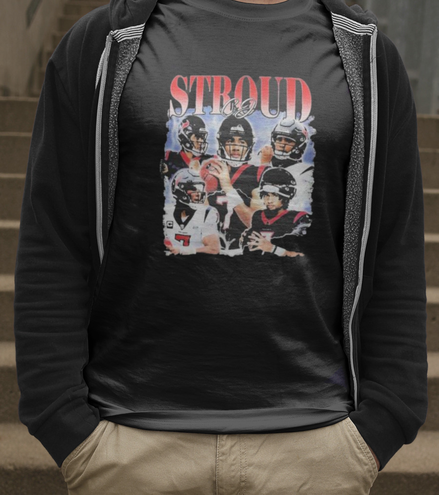 Stroud CJ Football 90s Style Houston NFL Quarterback Vintage Images T-Shirt