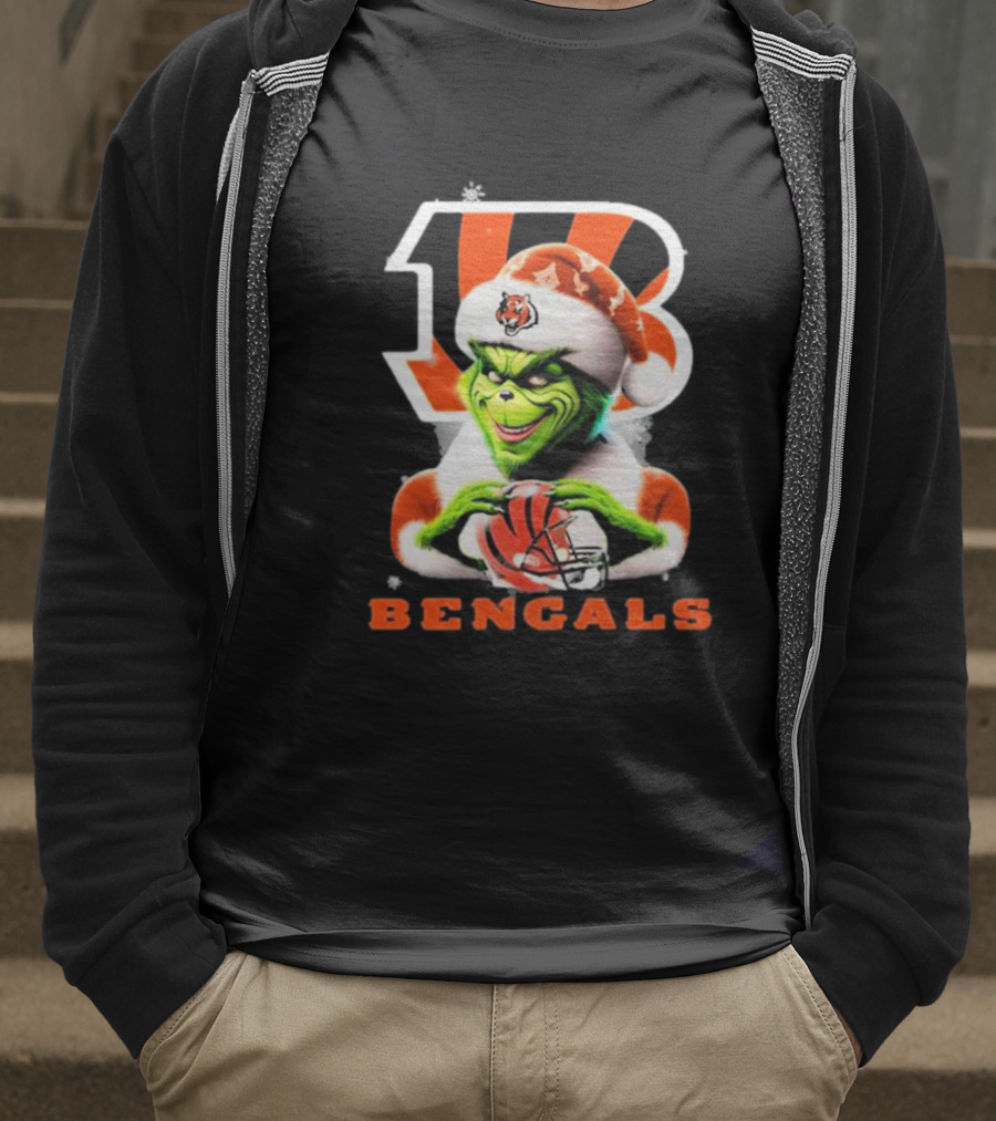 Santa Grinch Cincinnati Bengals Christmas Football T-Shirt