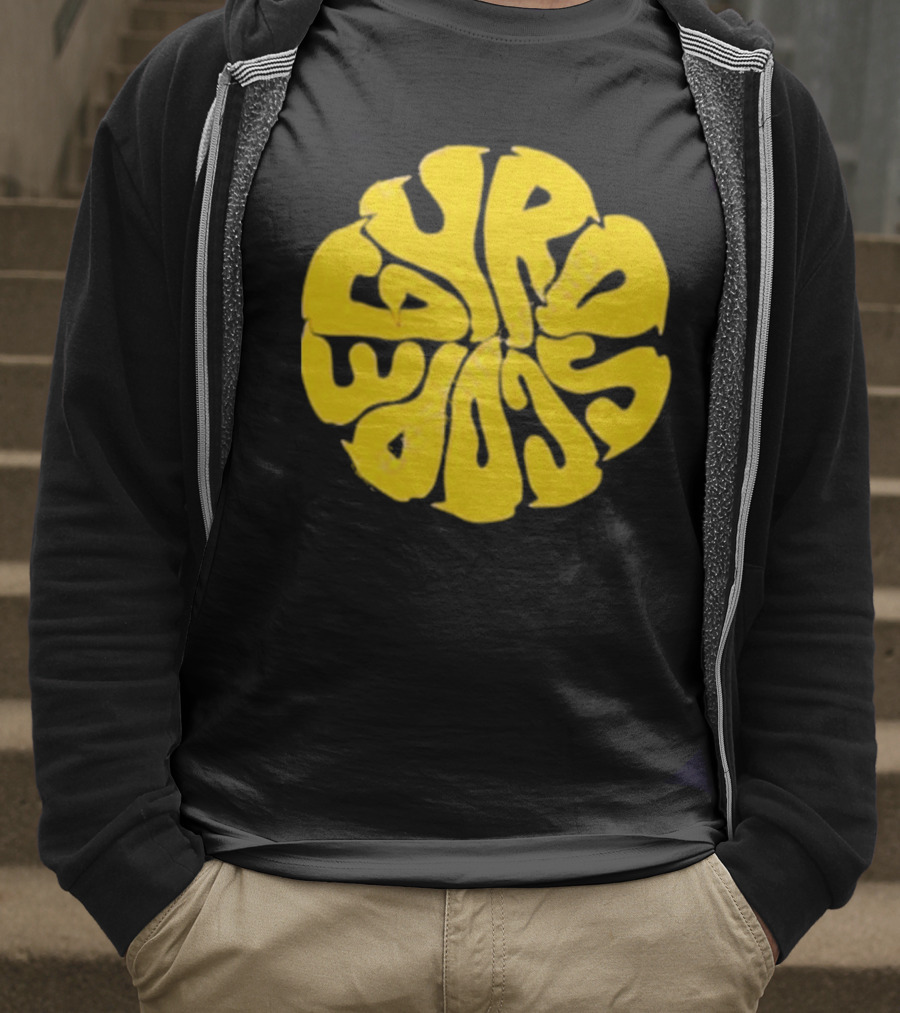 Gyroscope Liquid Logo Yellow Circular Text T-Shirt