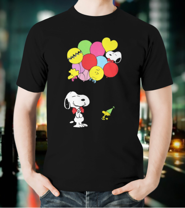 Peanuts Snoopy Woodstock Balloons Birthday T-Shirt