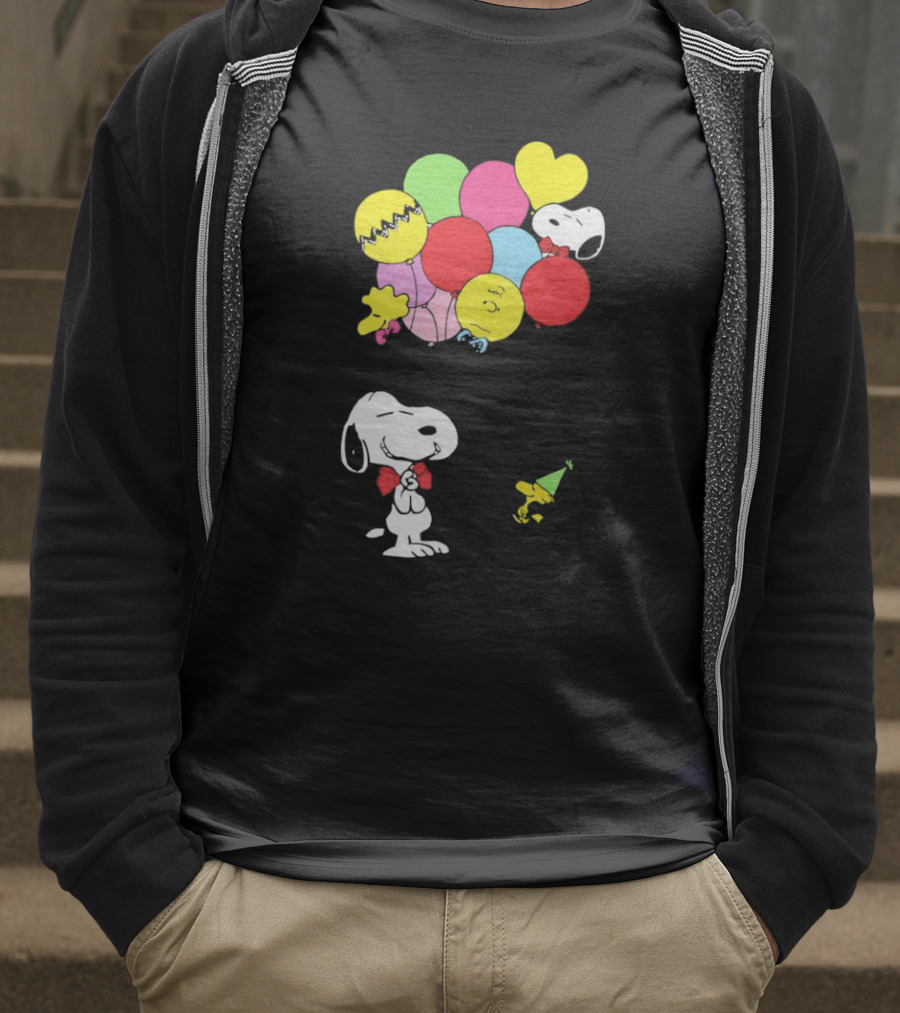 Peanuts Snoopy Woodstock Balloons Birthday T-Shirt