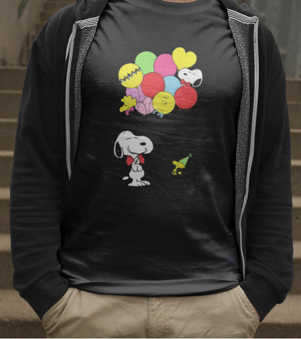 Peanuts Snoopy Woodstock Balloons Birthday T-Shirt