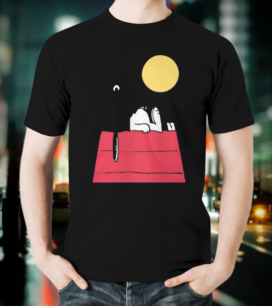 Snoopy Solar Eclipse Peanuts Doghouse Moon Charlie Brown T-Shirt