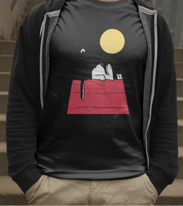 Snoopy Solar Eclipse Peanuts Doghouse Moon Charlie Brown T-Shirt