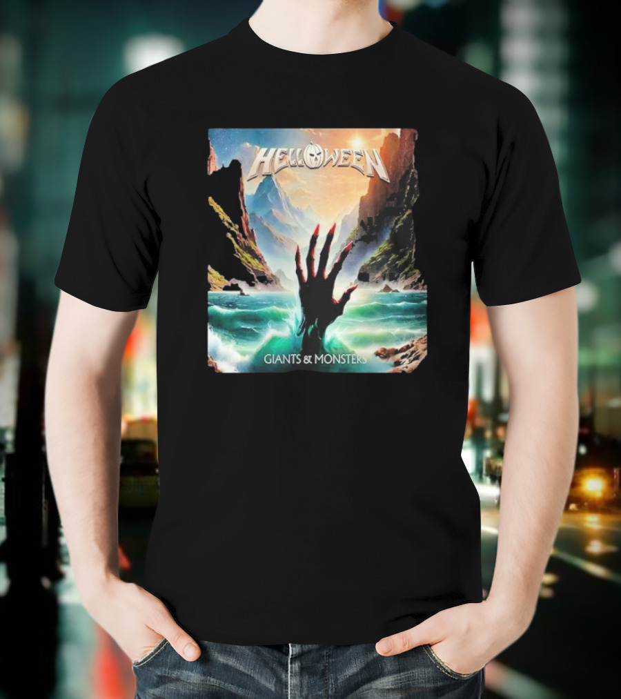 Helloween Giants & Monsters Album Art With Raising Hand In Ocean Released August 29th 2025 T-Shirt