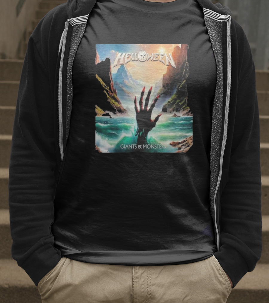 Helloween Giants & Monsters Album Art With Raising Hand In Ocean Released August 29th 2025 T-Shirt
