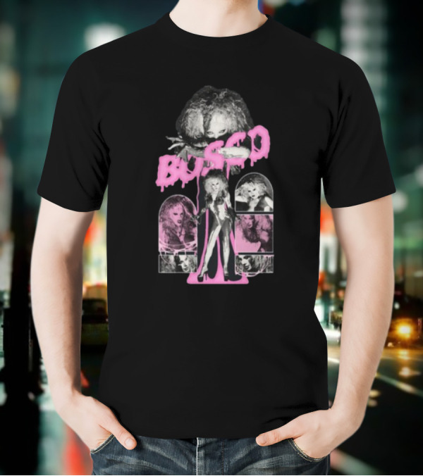 Hereisbosco Blobsco Bosco Pink Dripping Text With Monochrome Images T-Shirt