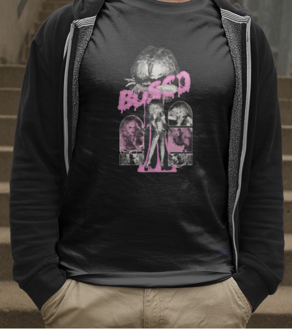 Hereisbosco Blobsco Bosco Pink Dripping Text With Monochrome Images T-Shirt