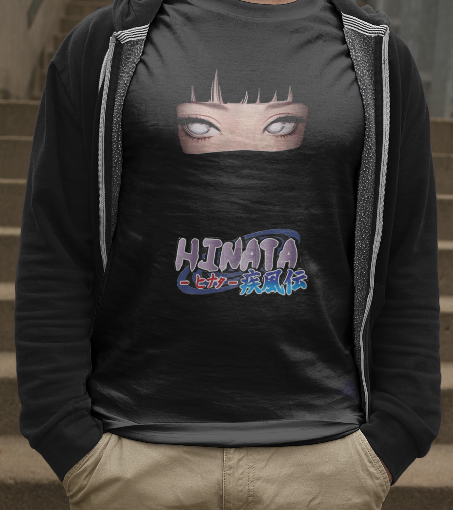 Hinata Hyuga Eyes Japanese Text Anime Style T-Shirt