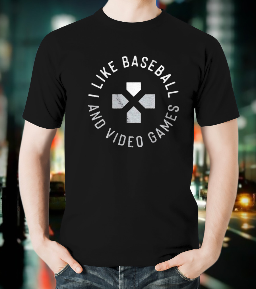 I Like Baseball And Video Games Controller Buttons T-Shirt