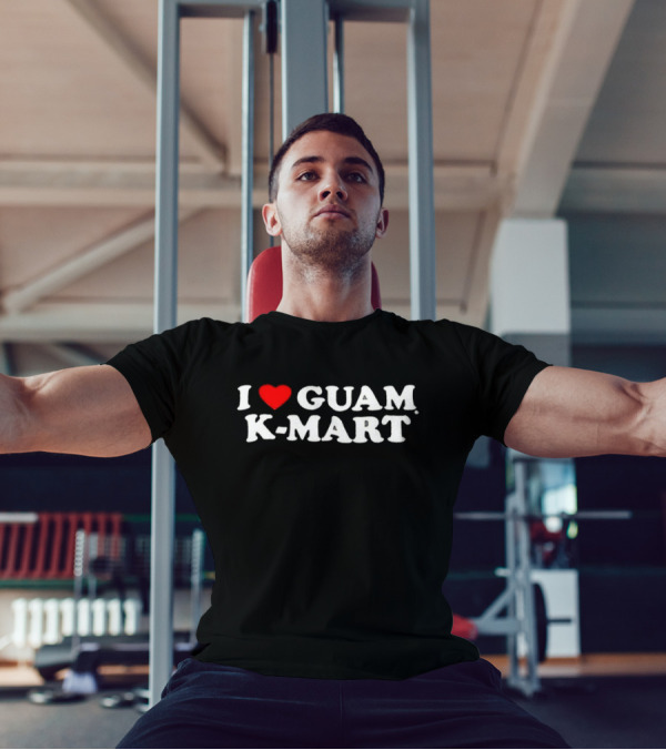 I Love Guam K-Mart Heart Bold White Letters T-Shirt