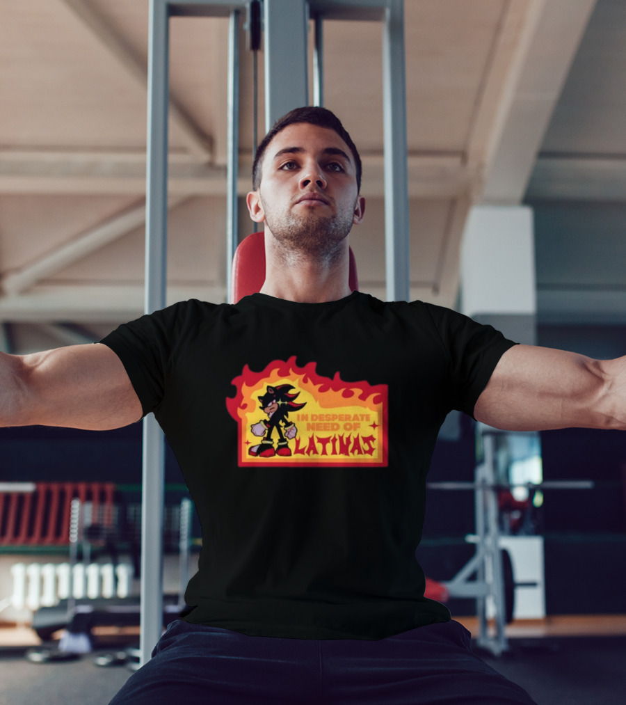 Shadow The Hedgehog In Desperate Need Of Latinas Flame Background T-Shirt
