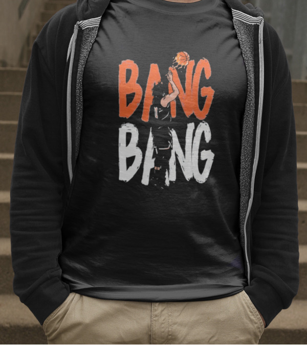 Jalen Brunson Basketball Bang Bang Orange White Combination T-Shirt