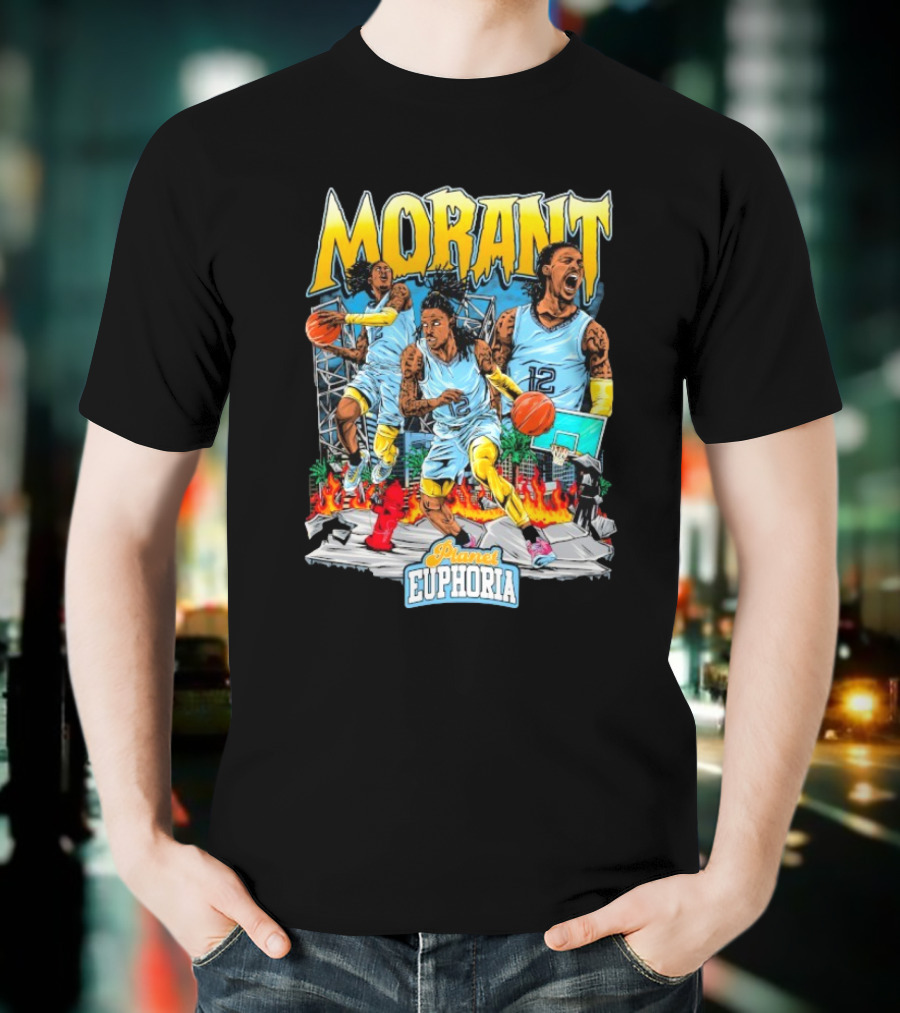 Morant Planet Euphoria Basketball Action Scene T-Shirt