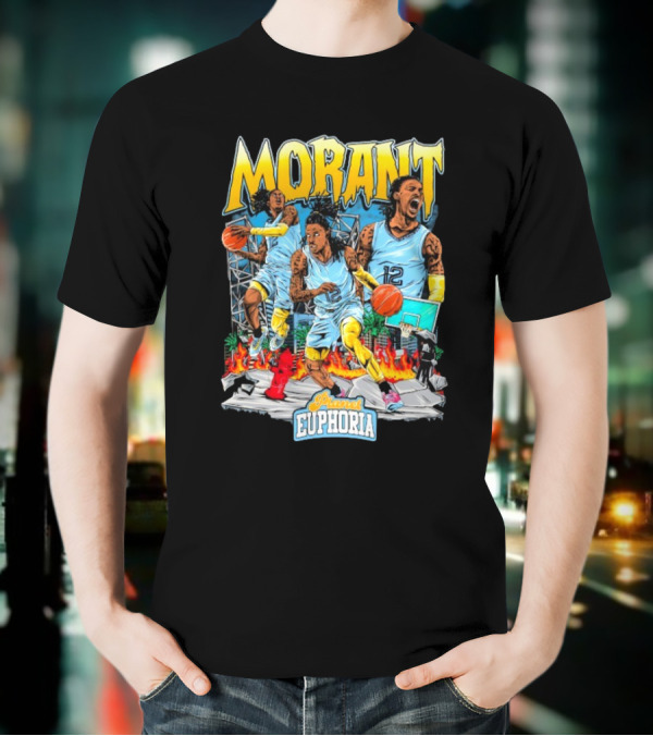 Morant Planet Euphoria Basketball Action Scene T-Shirt