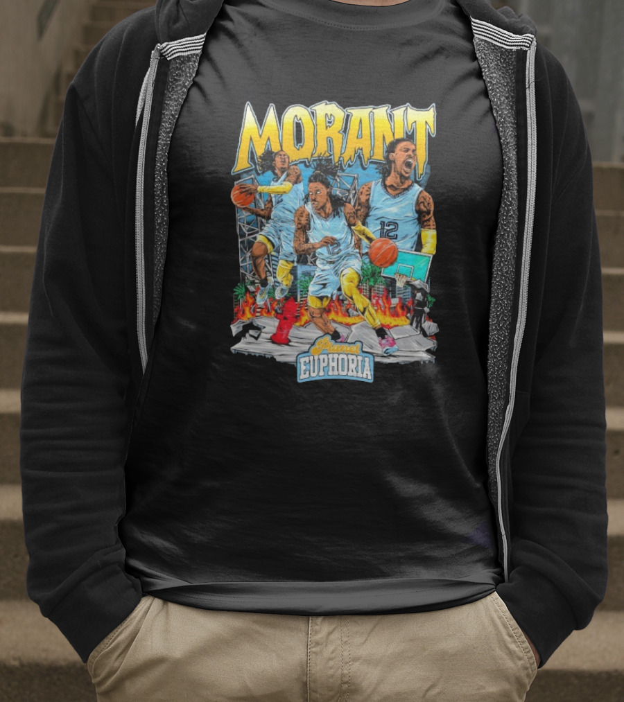 Morant Planet Euphoria Basketball Action Scene T-Shirt