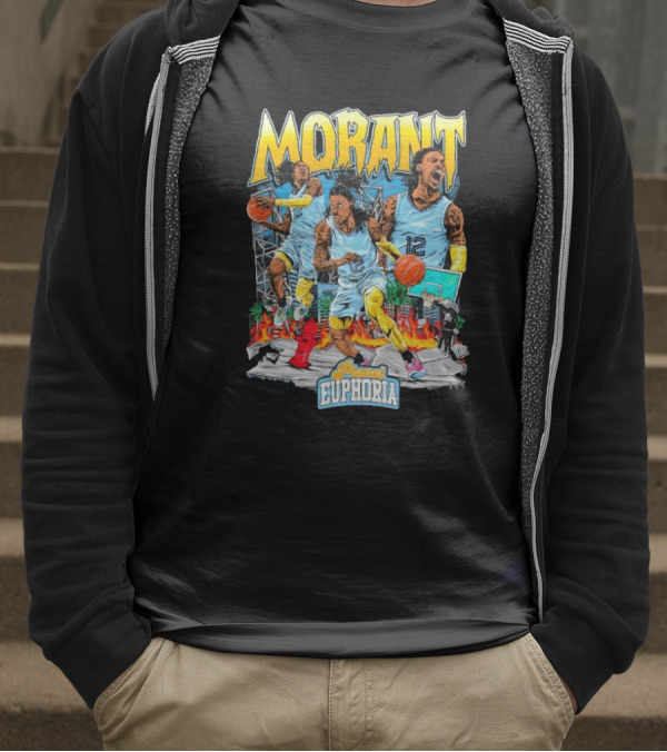 Morant Planet Euphoria Basketball Action Scene T-Shirt