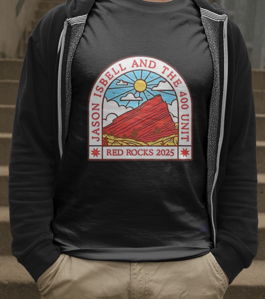 Jason Isbell And The 400 Unit Red Rocks 2025 Sun And Mountains T-Shirt