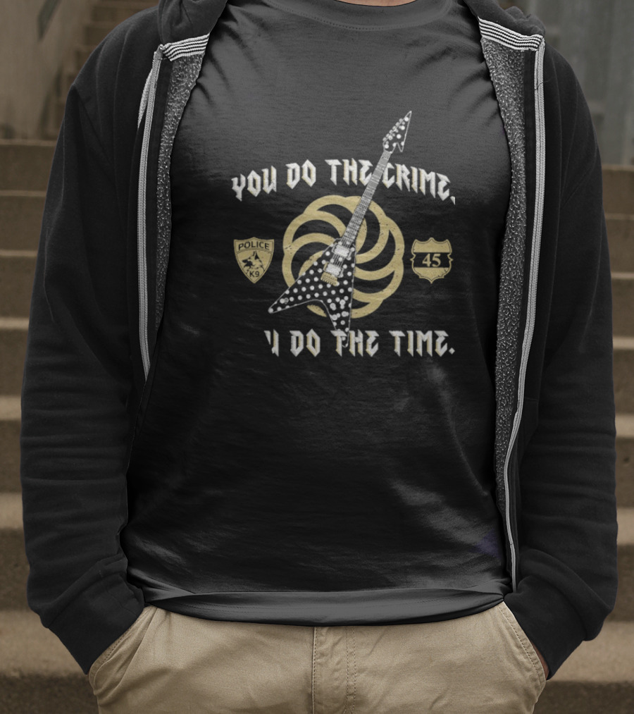 You Do The Crime You Do The Time Polka Dot Guitar Badge And Shield T-Shirt