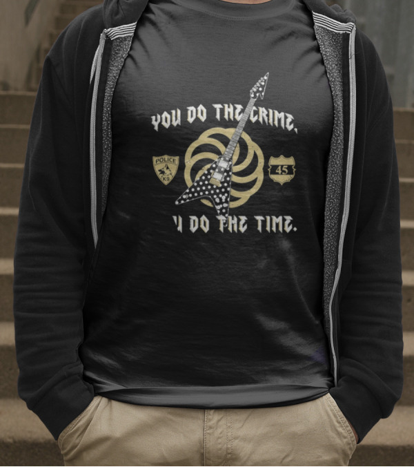 You Do The Crime You Do The Time Polka Dot Guitar Badge And Shield T-Shirt