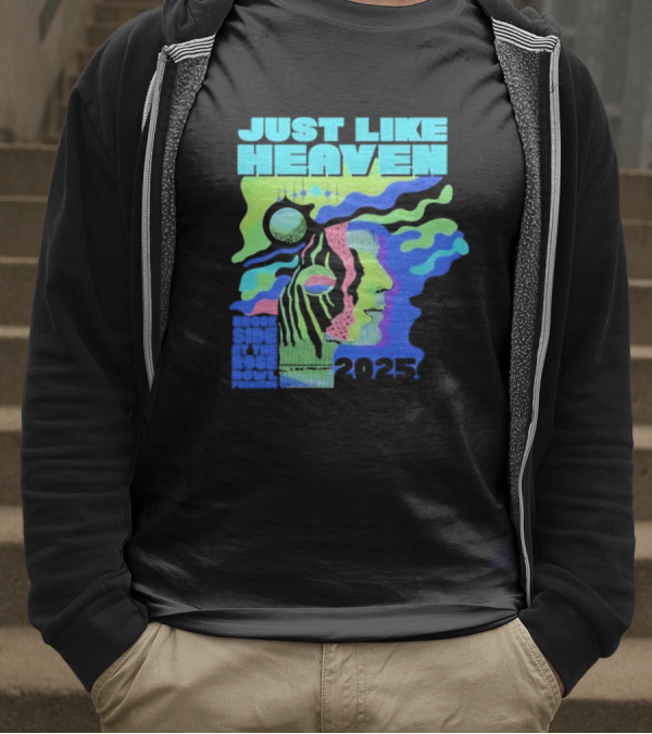 Just Like Heaven Time And Space 2025 Psychedelic Face And Abstract Cosmic Imagery T-Shirt
