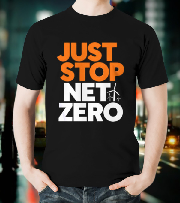 Just Stop Net Zero Wind Turbine Icon T-Shirt