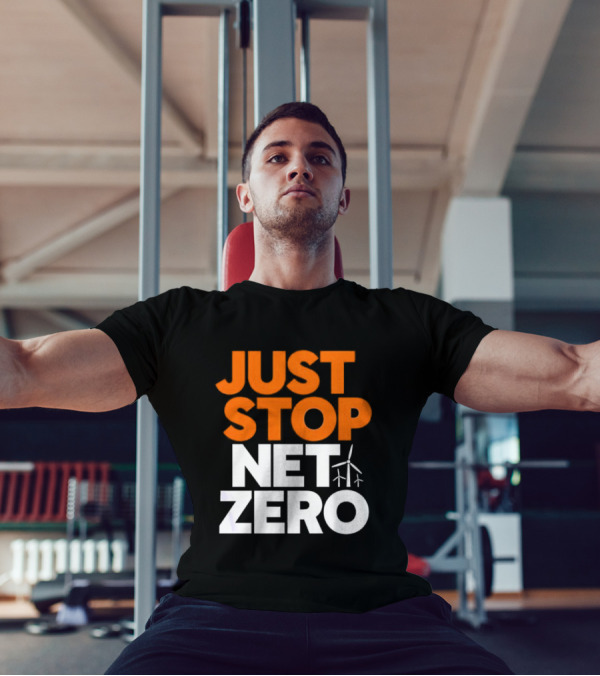 Just Stop Net Zero Wind Turbine Icon T-Shirt