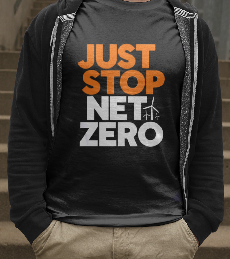 Just Stop Net Zero Wind Turbine Icon T-Shirt
