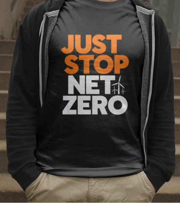Just Stop Net Zero Wind Turbine Icon T-Shirt