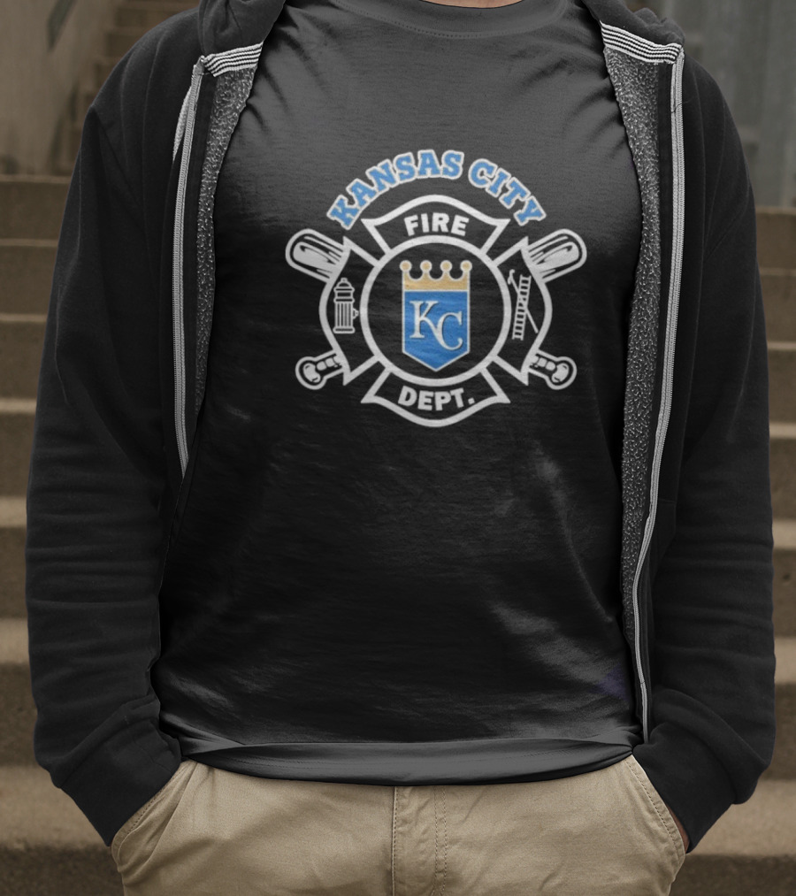Kansas City Fire Dept KC Royals Crown Badge Firefighters T-Shirt