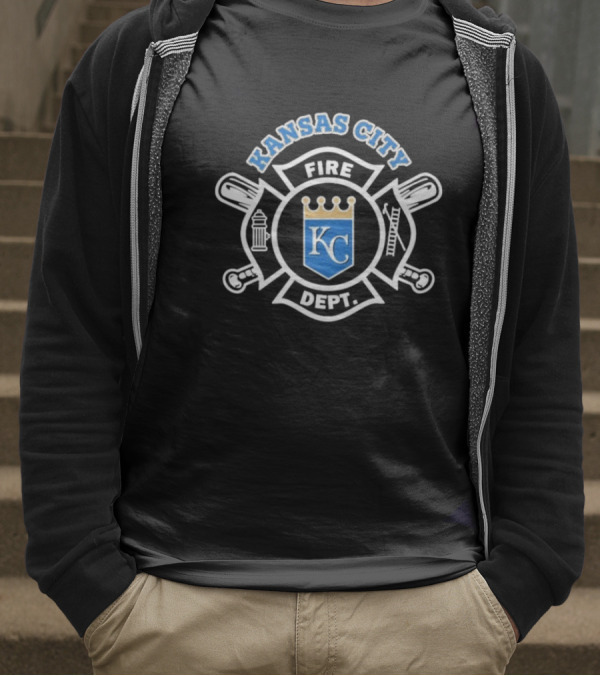 Kansas City Fire Dept KC Royals Crown Badge Firefighters T-Shirt