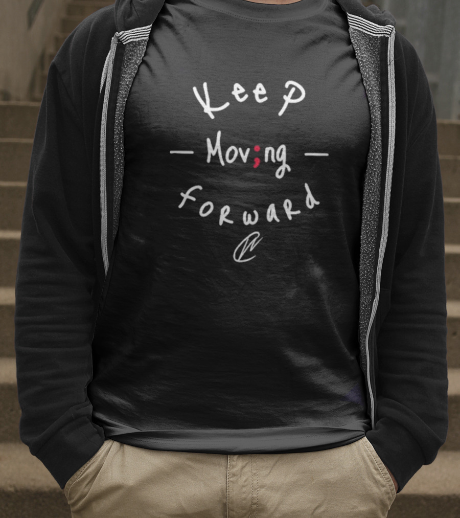 Keep Moving Forward Semicolon Script Text T-Shirt