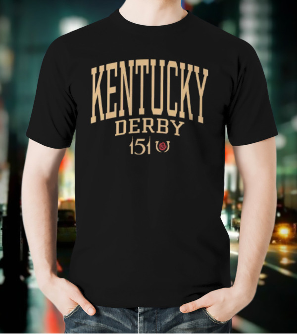 Kentucky Derby 151 Event Typography With Horseshoe Icon T-Shirt