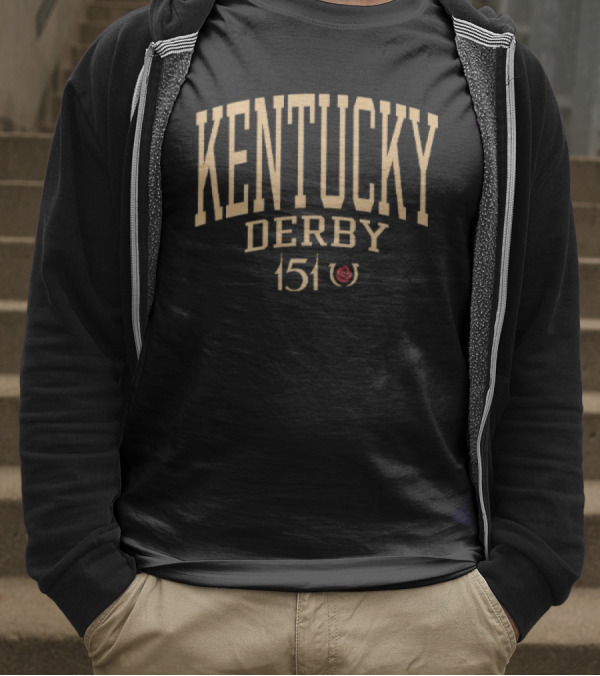 Kentucky Derby 151 Event Typography With Horseshoe Icon T-Shirt