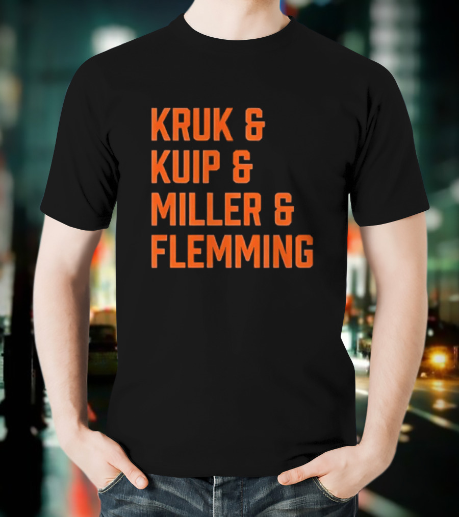 Kruk Kuip Miller Flemming Baseball Broadcasters Orange Text T-Shirt