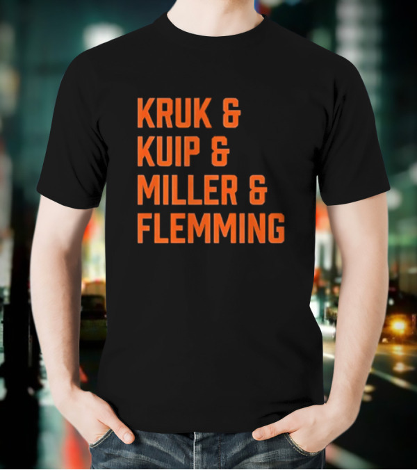 Kruk Kuip Miller Flemming Baseball Broadcasters Orange Text T-Shirt