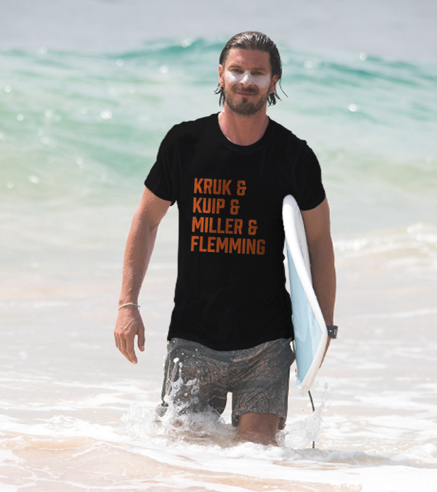 Kruk Kuip Miller Flemming Baseball Broadcasters Orange Text T-Shirt