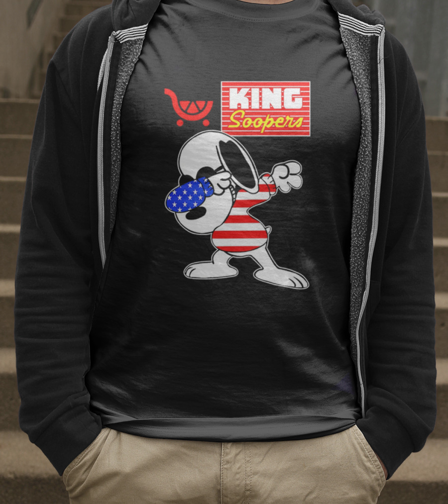 King Soopers Snoopy Dabbing USA Flag Style T-Shirt